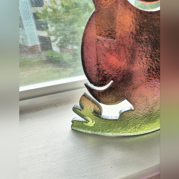 Art Glass OWL Curved 9”x 7” Iridescent Orange Vetri Di Nennella - Picture 10 of 12